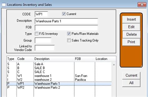 PerfectFit User Guide Raw Materials Locations Overview