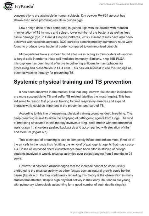 Prevention And Treatment Of Tuberculosis Words Essay Example