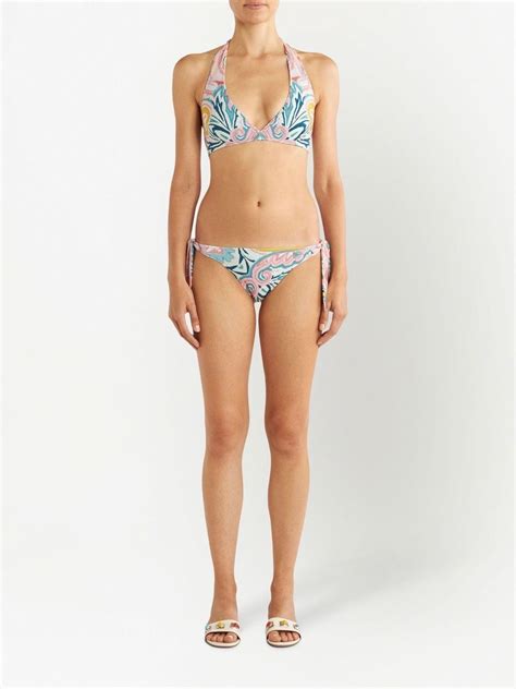 Etro Bikini Mit Paisley Print In Strahlenkranz Optik In Light Blue