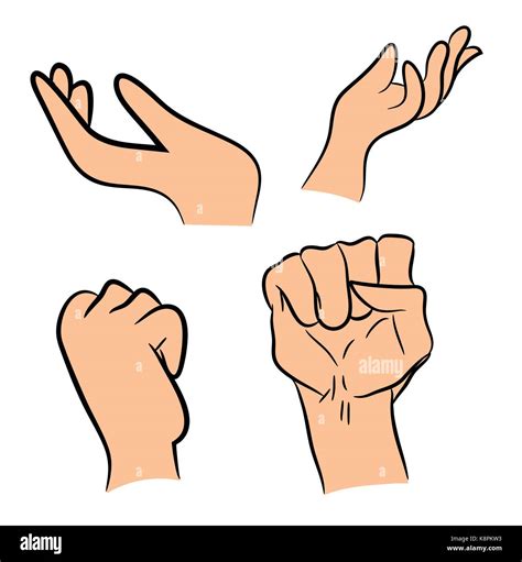 Image Of Cartoon Human Hand Gesture Set Vector Illustration Isolated