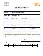 Iot Assignment Frontsheet Pdf Assignment Front Sheet