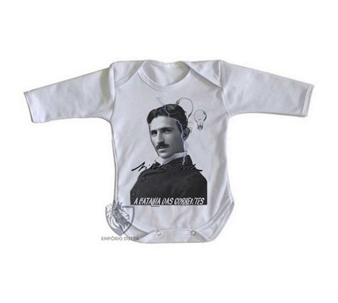 Emporio Dutra Roupa Bebê Manga Longa Nikola Tesla Batalha Das Correntes