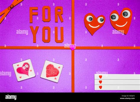 Greeting Card Hearts With Eyes For You On Colored Background Stock