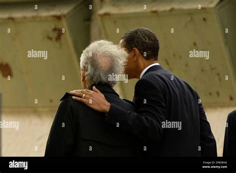 U S President Barack Obama Right And Holocaust Survivor Elie Wiesel