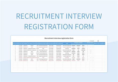 Recruitment Interview Registration Form Excel Template And Google