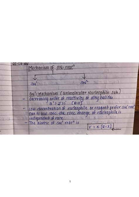 Solution Mechanism Of Sn Reaction Studypool