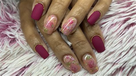 Watch Me Work Short Floral Builder Gel Natural Nail Overlay Youtube