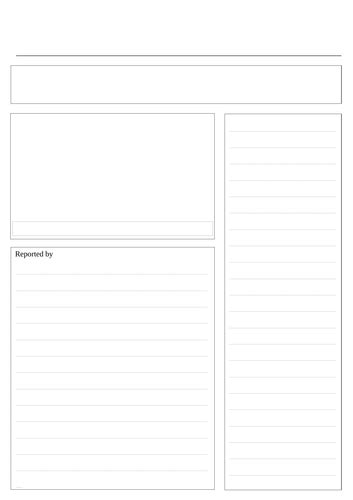 Newspaper article template | Teaching Resources