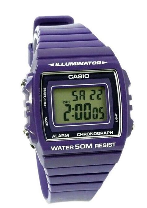 Casio Watch W 215H 6A Purple 50m Unisex Digital Alarm Chronograph Resin