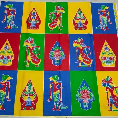 Jual Kain Batik Solo Katun Printing Motif Wayang Gunungan Berwarna Kain