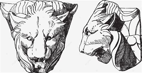 古代に設計されたキメラの頭部が正面図と側面図で表示されています ベクターイラスト画像とpngフリー素材透過の無料ダウンロード Pngtree