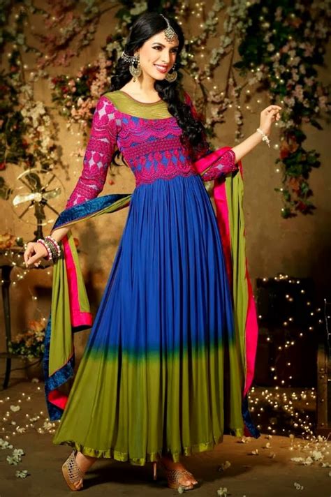 Anarkali Churidar Salwar Kameez Suits 2014 2015 Semi Stitched Stylish