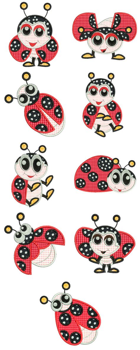 Machine Embroidery Designs Applique Ladybugs Set