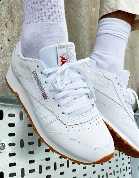 Reebok Classic Leather Sneakers In White With Gum Sole Asos Vision