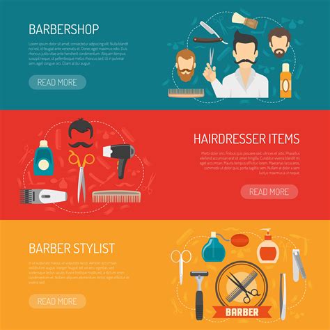 Barber Horizontal Banner 472875 Vector Art at Vecteezy