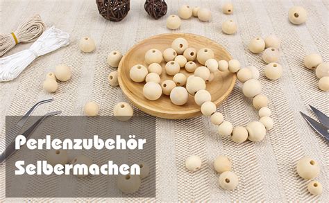 Artestar Holzperlen Natur F R Makramee Holzkugeln Mit Loch St Ck