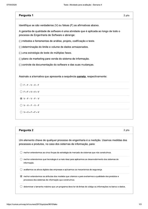 Univesp Atividade Para Avaliação Semana 4 Sistemas De Informação