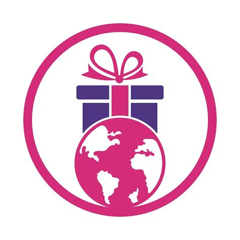 Globaler Geschenk Logo Design Vorlagenvektor Geschenk Welt Logo Symbol