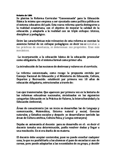 Reforma Del Curriculum Educativo Del Ecuador De 1996 PDFCOFFEE