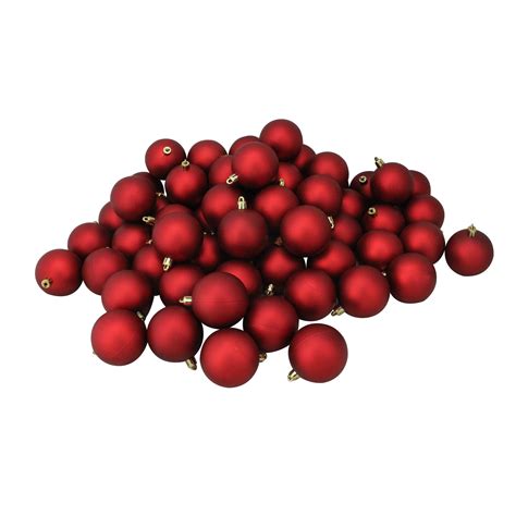 Northlight 60ct Red Shatterproof Matte Christmas Tree Ball Ornament