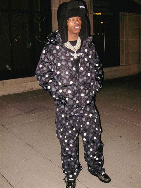 Lil Baby Wearing An All Black Louis Vuitton X Yayoi Kusama With Gold