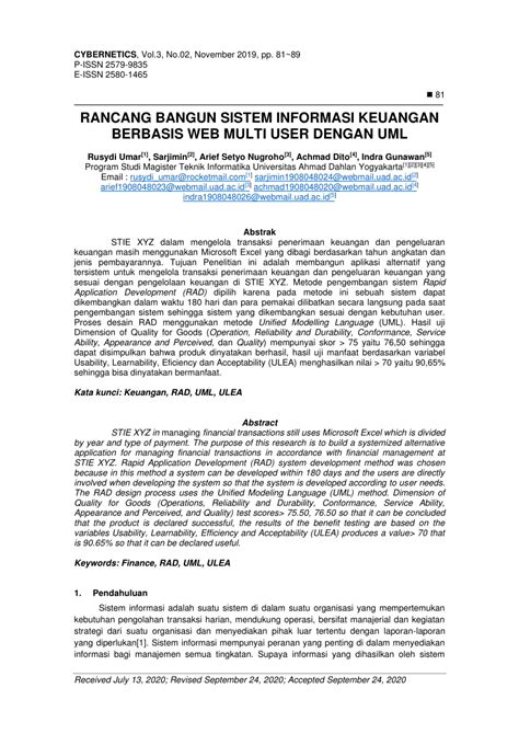 Pdf Rancang Bangun Sistem Informasi Keuangan Berbasis Web Multi User Dengan Uml