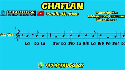 Partitura Chaflan Saxof N Alto Partituras Viktor Henao Youtube