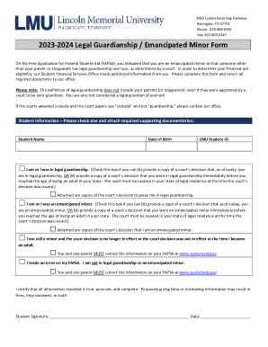 Fillable Online Emancipated Minor Or Legal Guardianship Form