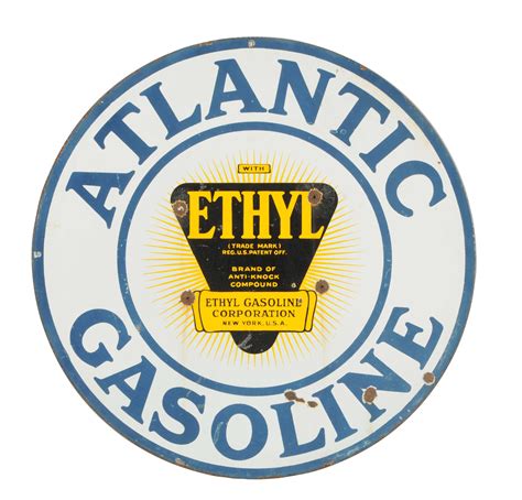 Lot Detail Atlantic Gasoline W Ethyl Logo Porcelain Sign