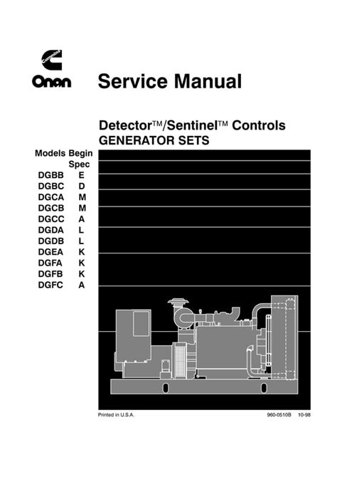 Cummins Onan Dgdb Detector Sentinel Control Generator Set Service