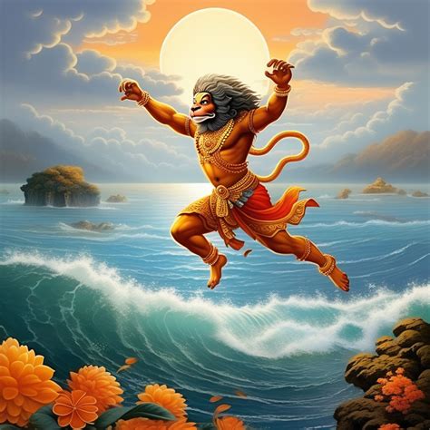 Hanuman leaping over the ocean as described in the Ramayana by iron man ...