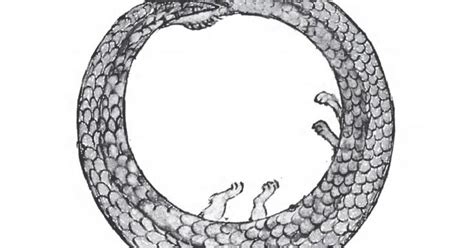 a drawing of a snake in the shape of a circle with its tail curled up