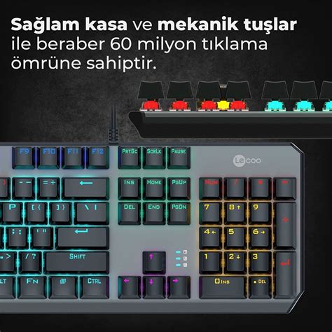 Lenovo Lecoo GK301 Renkli Aydınlatmalı Gaming Oyuncu Mekanik Klavye