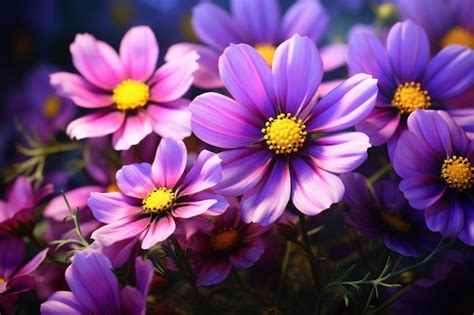 Premium Photo A Painting Of Purple And Yellow Flowers