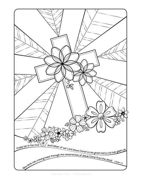 Free Easter Adult Coloring Page By Faith Skrdla Resurrection Cross 1