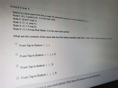 Solved QUESTION 2 Below Is A Final State PDA That Accepts Chegg