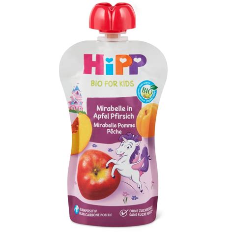 HiPP Bio Hippis Quetschbeutel für Babys Mirabelle in Apfel Pfirsich