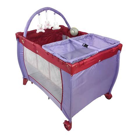 Cuna Corral Bebe Plegable Mosquitero Cambiador Vibra Sonido Purpura