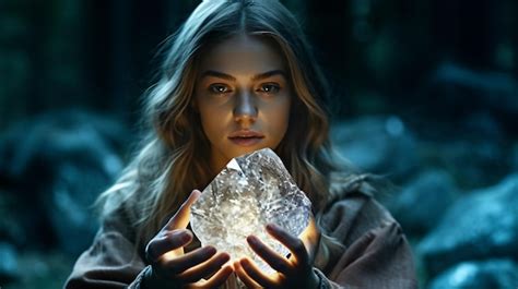 Premium Photo A Woman Holds A Large Diamond In Her Hands