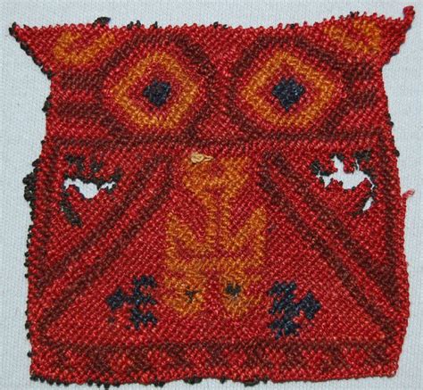 Embroidered Square With Double Headed Bird Motif Paracas Peru 1 500