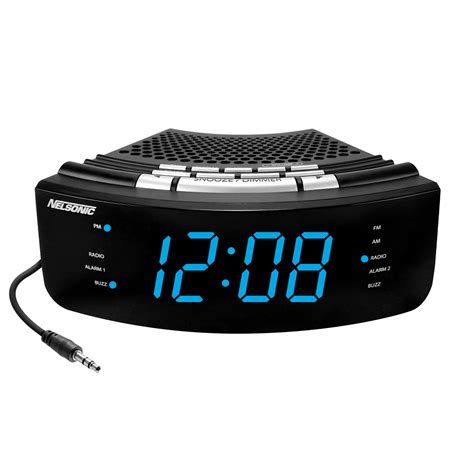 Nelsonic Amfm Digital Tuning Clock Radio With Auxiliary Cord