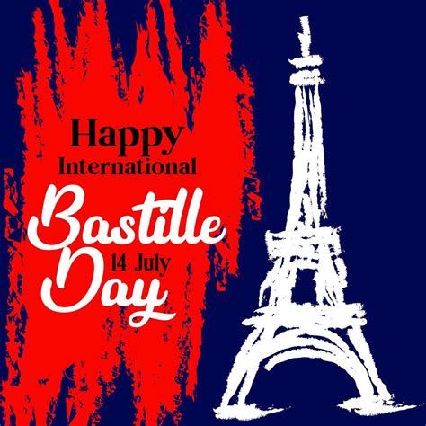 Poster happy Bastille day france greetings Celebration Fireworks Eiffel Tower in colors of ...