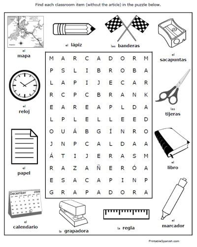 Classroom Objects In Spanish Worksheet Free Worksheets Library Free