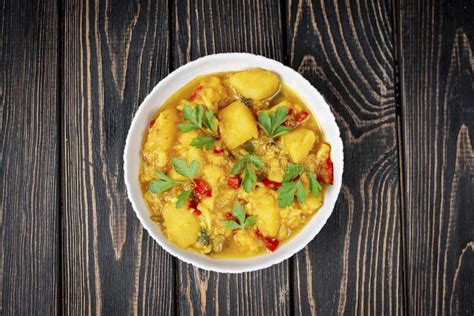 Plato Lateral De Aloo Gobi Plato Tradicional De Curry Indio Vegetariano