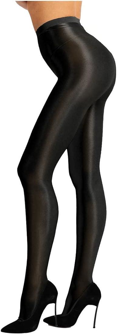 Acsuss Women S Shiny Shimmery 70d Stockings Pantyhose Stretch Footed Tights Black