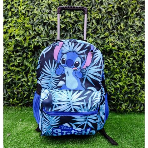 Mochila de Rodinha menina Stitch femenina Escolar Infantil Reforçada