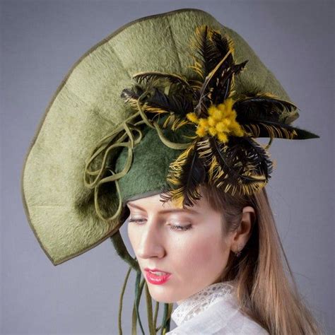 Statement Hat In Two Shades Of Green Stunning Headpiece For Races