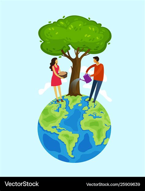 Earth Day People Care About Nature Save Royalty Free Vector