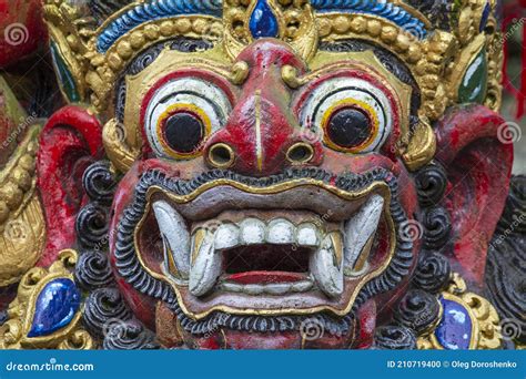 Traditional Balinese Demon Statue In The Street Temple Island Bali