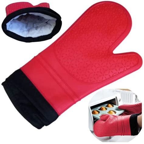 Luva Termica Para Cozinha - Luva de Silicone Termica para Cozinha Manga Longa Vermelha Mor e Lazer ...